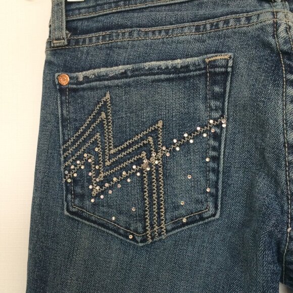Miss Me Womens Angelina Boot Jeans Sz 26 Flat Pockets Rhinestones Embellished - Picture 7 of 11